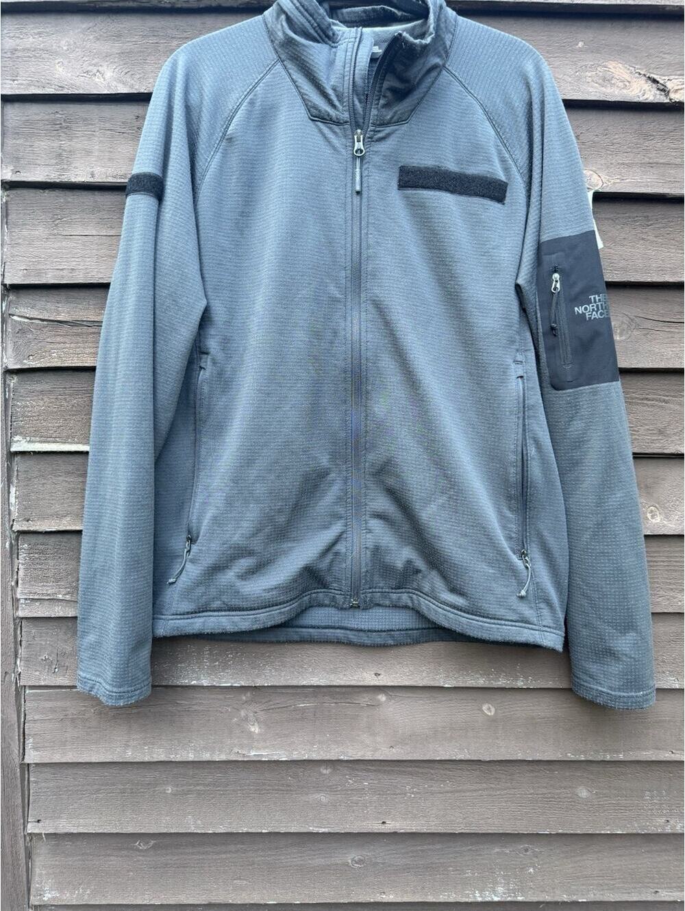 The North Face Men’s L Gray Blue Full Zip Fleece Jacket Zip Pockets Outdoor